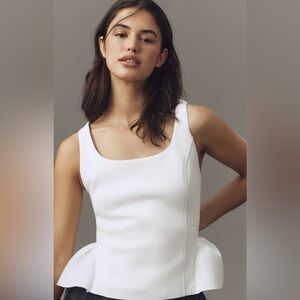 Maeve White Peplum Tank Top